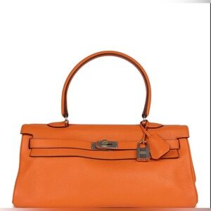 🧡100% Authentic Hermès Shoulder Kelly 42 JPG Orange Clemence Palladium Hardware🧡